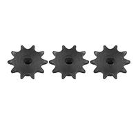 3Pcs Steel Sprocket Drive Gear Set, 8mm Pitch 10 Teeth Chain Drive Gear with 6mm D Hole, Black Galvanized Stainless Steel Sprockets for Robotics and Mechanical Equipment