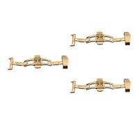 3pcs Steel Watch Clasp 4.5x2.5x1cm Golden Push Button Deployment | Double Pressed Opening, Smooth Luxury Finish, for Leather Straps, Watchband Replacement, Modders