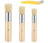 3PCS stencil brush set - 3 sizes wooden stencil brushes - Natural Bristle Paint Brushes - comfortable grip - perfect for oil painting, watercolor, and stencil projects