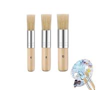 3PCS Stencil Brush Set Natural Bristle Stipple Brush 3 Sizes Paint Brushes Wooden Stencils for Painting Acrylic Painting for Oil Painting Watercolor Painting Card Making DIY Art Crafts Projects
