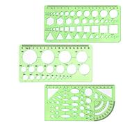 3pcs Stencil Ruler, Plastic Drawing Stencil Ruler, Clear Scale, Measuring Stencil Ruler, Accurate Drawing Geometry, 3 Different Styles, Suitable for Office, School