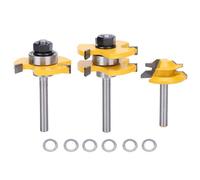 3Pcs Stile Router Bit Set, 45° Router Bit with 3 Teeth T - Shaped 1/4 Shank, Woodworking Cutter Tool for Milling and Grooving, Durable YG6 Alloy Cutter Head for Wood, MDF, Plywood