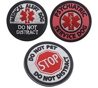 3PCS Stop Do Not Pet Do Not Distract Patch, Medical Alert Dog Do Not Distract Patch, Psychiatric Service Dog Medical Alert Symbol Fastener Hook & Loop Patch for Pet Harnesses - 1.97inch Diameter