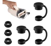 3pcs Straw Caps with 3pcs Spill Stoppers, Straw Topper Silicone Leak Proof Stoppers & Straw Covers Mug Tumbler Accessories Compatible with YETI 16/20/24/25/26/35oz Straw Cup(Black)