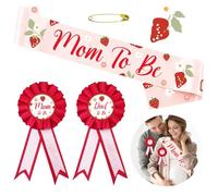3PCS Strawberry Baby Shower Decorations - A Berry Sweet Baby Is on the Way Decorations, Mom to Be Sash Dad to Be Sash Corsage Set, Mommy to Be Sash for Baby Shower, Pink Strawberry Decorations
