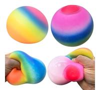 3PCS Stress Relief Balls, Rainbow Squeeze Ball, Anti-Stress Ball Squeeze Balls Grip Balls Squishy Stress Relief Sensory Fidget Toy for Children and Adults with Anxiety, ADHD and Autism