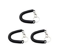 3Pcs Stretchy Spiral Keyring,Plastic Keychain Spring Key Holder Extending Retractable,Theftproof Anti-Lost Stretch Cord Safety Key Ring with Metal for Wallet,Mobile Phone,Backpack,Fishing(black)