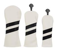 3Pcs Stripe Pattern Wood Head Cover PU Leather Golfs Club Driver Hybrids Driver Fairway Hybrids Head Cover