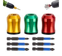 3pcs Strong Magnetic Screw Ring with 6pcs Anti-Slip Drill Bits, Removable Screwdriver Head Magnetic Ring for Hex Screwdrivers & Power Drill Tools