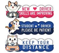 3pcs Student Driver Magnets for Car, New Driver Safety Attention Reflective Sticker Reusable Please Be Patient Novice Safety Warning Signs for Metal Vehicle Surface