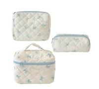 3pcs Stylish Nylon Makeup Bag with Bows Detail Cosemtic Bag for Organizing Beauty Essential and Travel Accessories
