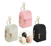 3pcs Stylish Small Cosmetic Bags for Women Sturdy PU Leather Lipsticks Holder with Keychain Travel Makeup Organizers