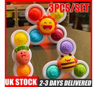 3Pcs Suction Cup Spinner Baby Sensory Toys Safe Interesting Bath Toys