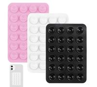 3PCS Suction Phone Holder Packs Black White Pink Silicone Sticky Things for The Back of Your Phone Multipurpose Sticky Grip Phone Sucker Padfor Shower Mirror Glass Wall Car Selfies Videos