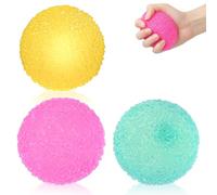 3Pcs Sugar Squishy Stress Relief Balls, Sensory Fidget Tools for Stress and Focus, Soft Textured Balls for Office and Relaxation Use, Includes Pink and Green Grass Balls Plus Yellow Lychee Ball