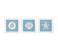 3PCS Summer Hanging Signs, Wooden Welcome Porch Decor with Nautical Wind Spinner & Starfish, Vintage Coastal Beach Theme Wood Wall Art for Garden, Patio, Home Decorations