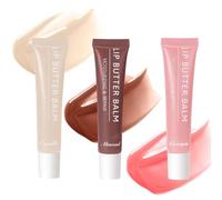 3pcs Summer Lip Butter Balm Moisturizing Glossy Natural Tinted Lip balm,Lock Hydration,Vegan Formula Prevents Moisture Loss Softens Dry Cracked Lips,Water-Light Mirror Glaze