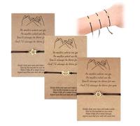 3Pcs Sun Moon Star Bracelets, Adjustable Distance Matching Bracelet, Lucky String with Friendship Card, Promise Forever Gifts for Family Couple for Valentine's Day (Gold)