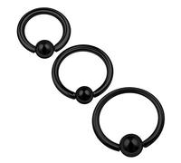 3PCS Surgical Steel Black Captive Bead Ring 16 gauge 6mm 8mm 10mm 3mm Ball Spider Bite Earring Tragus Piercing Jewellery 0840