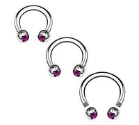 3PCS Surgical Steel Horseshoe Earrings 14g 8mm 10mm 12mm 4mm Crystal Ball Cartilage Nose Earrings Piercing Jewelry Pick Size, Stainless Steel, no gemstone
