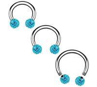 3PCS Surgical Steel Horseshoe Earrings 16g 6mm 8mm 10mm 3mm Ferido Ball Cartilage Septum Earrings Piercing Jewelry Pick Size, Stainless Steel, no gemstone