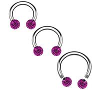 3PCS Surgical Steel Horseshoe Earrings 16g 6mm 8mm 10mm 3mm Ferido Ball Cartilage Septum Earrings Piercing Jewelry Pick Size, Stainless Steel, no gemstone