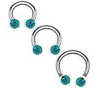 3PCS Surgical Steel Horseshoe Earrings 16g 6mm 8mm 10mm 3mm Ferido Ball Cartilage Septum Earrings Piercing Jewelry Pick Size, Stainless Steel, no gemstone