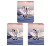 3PCS Swan Heart Car Air Freshener Hanging Scented Cards Cute White Car Fresheners Long Lasting New Cars Scents for Women Men Natural Air Freshener with Lanyard Automotive Freshies