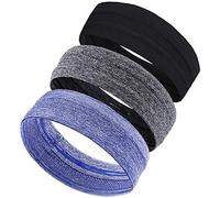 3pcs Sweatbands for Women Men, Absorbent Sweat Bands Headbands with Nonslip Grip, Stretchy Athletic Head Bands for Workout Sport Fitness Exercise Tennis Basketball Running Gym Yoga Cycling Outdoor A