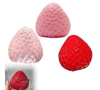 3Pcs Taba Squishy Strawberry Toys,Taba Squishy Cute Mini Strawberry Toy Perfect Stress Relief Soft and Squeezable Toys Portable Compact Design Great for Camping Family Gatherings and Road Trips