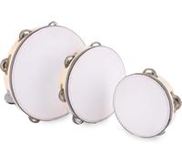3PCS Tambourines for Adults, 6/8/10 Inch Handheld Tambourine Drum with Jingle Bells, Single Row Wooden Tambourine, Percussion Instrument for Church, Party, KTV, Musical Educational