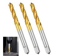 3Pcs tap Set Metric, m6 x 1.0 tap Titanium Coated Spiral Point, m6 tap HSS M2 for Through Hole Threading DIY Repair