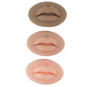 3Pcs Tattoo Practice Lips, Soft Fake Silicone 3D Makeup Training Skin Lip Semi Permanent Microblading Reusable Cosmetic Module Make Up Mannequin for Artists Beginners Piercing Jewelry Display