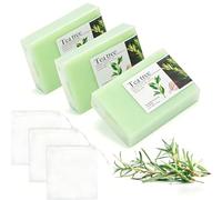 3Pcs Tea Tree Soap with Foaming Net,Natural Tea Tree Oil Soap Controls Oil Clears Pores Prevents Breakouts Soothes Fresh Skin for Face Body Hand-Women Me