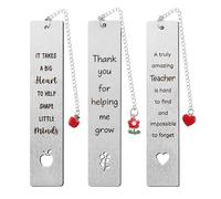 3pcs Teacher Gifts Bookmarks for Women Nursery Teacher Assistant Gifts End of The Year Thank You for Helping Me Grow It Takes a Big Heart to Shape Little Minds