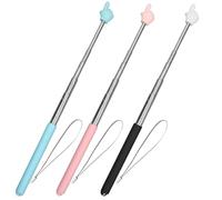 3Pcs Teacher Pointer Finger, Telescopic Pointer Stick Hand Pointer with Lanyards, Extendable Pointer Teacher Pointers for Classroom Elementary School Teacher, Classroom Supplies (Black Pink Blue)