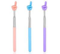 3pcs Teachers Finger Pointer Sticks, Telescopic Preschool Teachers Hand Pointer for Classroom Presentation Whiteboard Extendable Pointing Stick for Teachers Speakers (Blue, Pink, Purple)