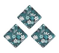 3PCS Teal Grey And Floral Car Air Freshener Hanging Scented Cards Cute tea Car Fresheners Long Lasting New Cars Scents for Women Men Natural Air Freshener with Lanyard Automotive Freshies