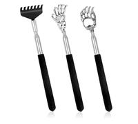 3PCS Telescopic Back Scratcher Extendable Telescopic Handle Stainless Steel Telescopic Back Scratcher Bear Claw Hand and Eagle Claw kit Unusual & Funny Massager