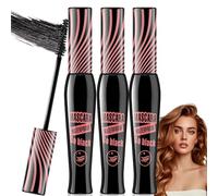 3PCS Telescopic Mascara Black Waterproof,Sky High Volume Effect False Eyelashes,Primer Essence Lash Princess Long Lasting 4D Silk Fiber,Waterproof Volume Effect False Eyelashes Mascara Black(Pink)