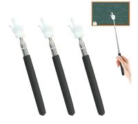 3Pcs Telescopic Teachers Pointer, Extendable Hand Pointer Finger Pointer Stick, Mini Retractable Classroom Pointer for Elementary School Kindergarten Teacher,Classroom Supplies (Black)