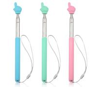 3pcs Telescopic Teachers Pointer, Pointer Sticks with Lanyard, Extendable Hand Pointer Finger Pointing Sticks, Retractable Whiteboard Pointer for Teachers Speakers Classroom Presentation