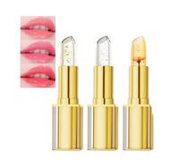 3PCS Temperature Color Change Lipstick,Magic Crystal Flower Jelly Lip Balm Long Lasting Moisturizer Clear Lip Gloss Flower Jelly Lipstick Makeup Set(Pink)