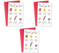 3PCS Thank You Teacher Card, "Thank You for Helping Me Grow" - Lovely Appreciation Gift from Students, Ideal for End of Term