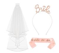 3pcs The Bride Accessories Set, Bride to Be Headband, Bride to be Sash and Veil, Hen Party Bride Headband, Bride to Be Tiara, Hen Party Accessories for Wedding Bridal Shower Hen Party Decor