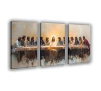 3pcs The Last Supper Wall Art Scripture Jesus Pictures for Living Room Religious Christian Posters for Dining Room Verse Art Biblical Canvas Prints Frame-style-2 12x18inch(30x45cm)