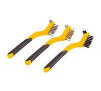 3pcs The ORIGINAL Mini Wire Brush Scrapers (Brass, Stainless Steel & Nylon Bristles) for Multi-Purpose Uses with Custom Ridged Soft Grips for Complete Control