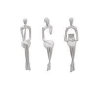3Pcs Thinker Statue Modern Abstract Art Figurines Resin Collectible Decorative Sculpture for Bookshelf Home Office Living Room Table Desktop, White