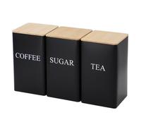 3Pcs Three-Piece Sealed Cans Simple Style Bamboo Lid,Black