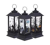 3PCS Tiny Halloween Pumpkin Lanterns Witch Castle Ghost Vintage Candle Lantern with LED Tea Light Lampion Flame Lamp Fireless Lamp Indoor Outdoor Lanterns for Halloween Decoration
